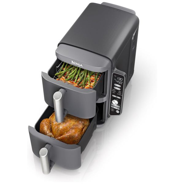 Fritadeira de Ar Air Fryer Dupla 9,3 Litros com Tecnologia DoubleStack Cozinha 4 Alimentos Simultaneamente, 110V 1690W, Ninja SL401, Cinza