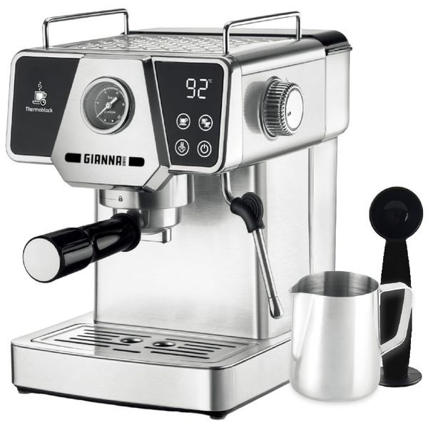 Máquina de Café Expresso 20 Bar com Bocal de Leite, Cronômetro e Tanque de Água de 1,8L, 110V 1350W, Gianna Milano, Prata