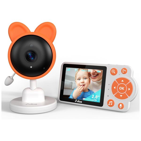 Babá Eletrônica Alcance até 300m com Sensor de Temperatura, Pan-tilt-Zoom, Canções de Ninar, Bateria até 30H e Áudio Bidirecional, Zulino, Branca e
