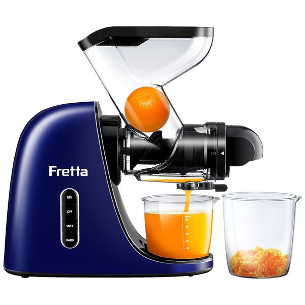 Centrifuga de Frutas com Calha de Alimentação de 7 cm de Largura, 2 Velocidades, Sem BPA, 110V 200W, Fretta, Azul