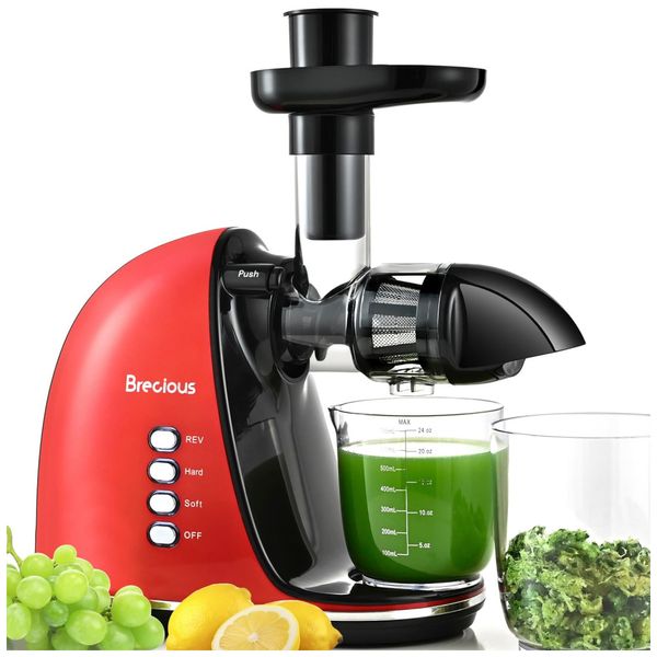 Centrifuga de Frutas com 2 Velocidades, Motor Silencioso e Função Reversa, 110V 150W, BRECIOUS, Vermelha