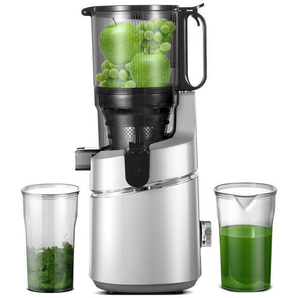 Centrifuga de Frutas com Alimentação Automática, sem BPA e Limpeza Fácil, 110V 250W, Amzchef, Prata
