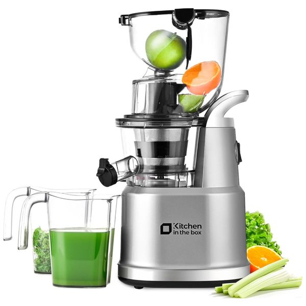 Centrifuga de Frutas com Calha de 9 cm de Largura, sem BPA e Fácil de Limpar, 110V 200W, Kitchen in the box, Prata