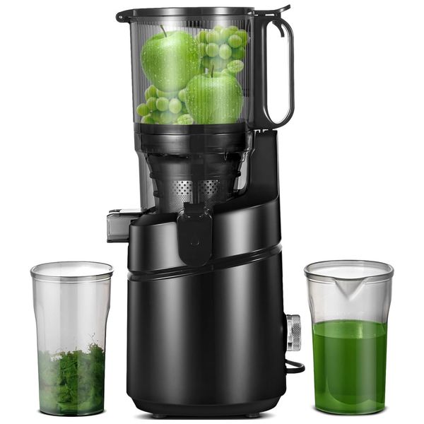 Centrifuga de Frutas com Alimentação Automática, sem BPA e Limpeza Fácil, 110V 250W, Amzchef, Preta