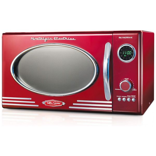 Micro Ondas de Bancada Retrô 25L com 12 Programas e Relógio Digital, 110V 800W, Nostalgia RMO4RR, Vermelho