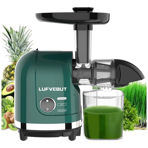 Centrifuga de Frutas com Prensa a Frio, Polpa Separada, Motor Silencioso, de Fácil de Limpar, 110V 200W, LUFVEBUT, Verde
