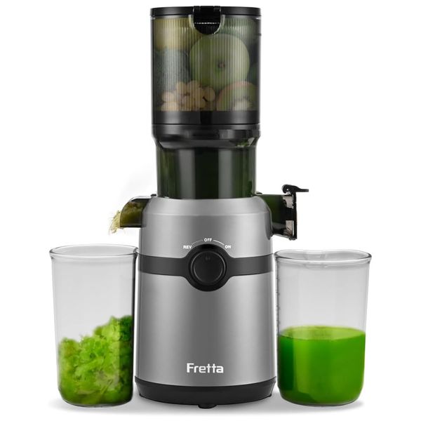 Centrifuga de Frutas de Mastigação Lenta com Calha de Alimentação Grande e  Autoalimentação, de Fácil Limpeza, 110V 200W, Fretta, Cinza
