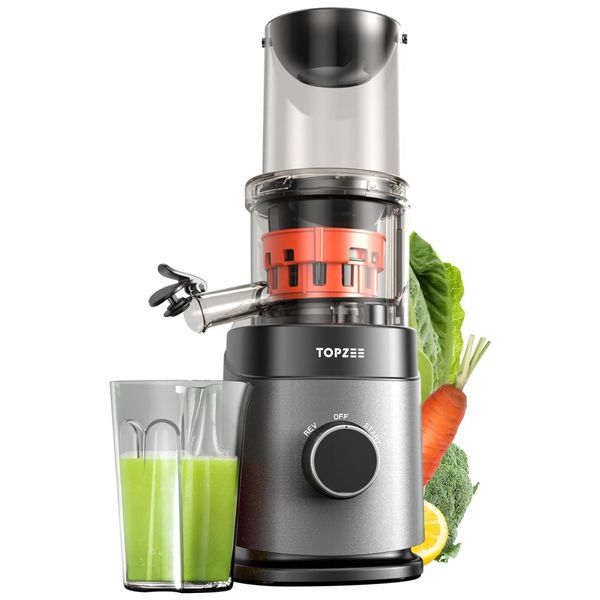 Centrifuga de Frutas com Jarro de Suco de 710mL e Proteção Contra o Superaquecimento, 110V 150W, TOPZEE, Cinza