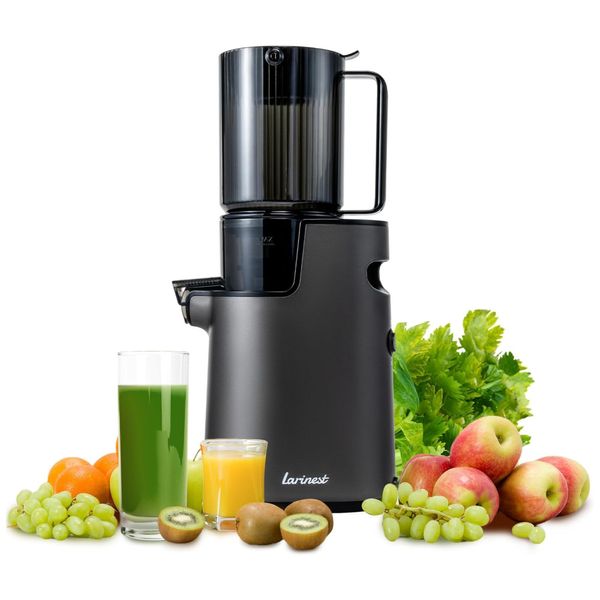 Centrifuga de Frutas de Alta Performance com Calha Larga de 10 cm, Função Reversa e Sem BPA, 110V 200W, Larinest, Cinza
