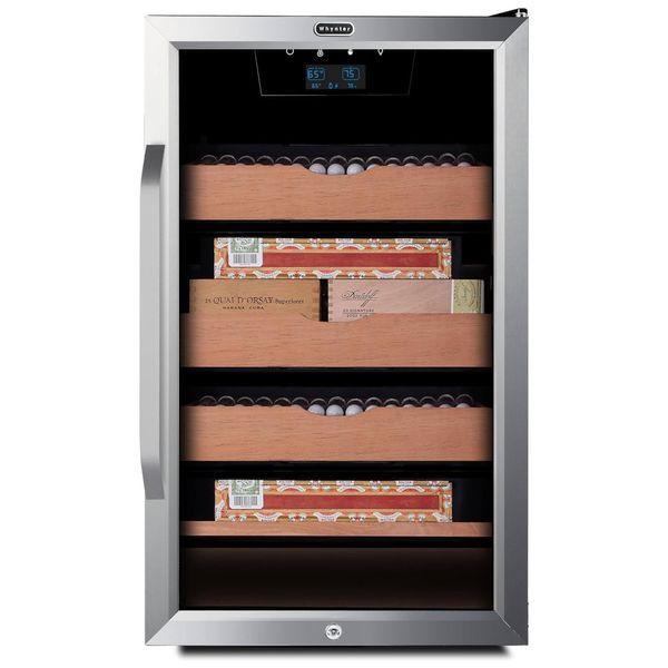 Umidor para Charutos Elétrico com Capacidade para 650 Charutos, Sistema de Aquecimento e Resfriamento Integrado, 110V, Whynter, Prata e Preto