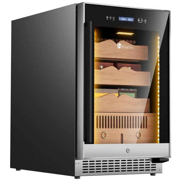 Umidor para Charutos Elétrico com Capacidade para 650 Charutos, Display Digital, Higrômetro de Gaveta e Sistema de Umidificação Integrado, 110V,