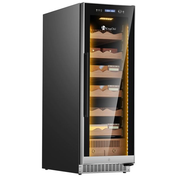 Umidor para Charutos Elétrico 375L com Capacidade para 1875 Charutos, Display Digital, Higrômetro de Gaveta e Sistema de Umidificação Integrado,