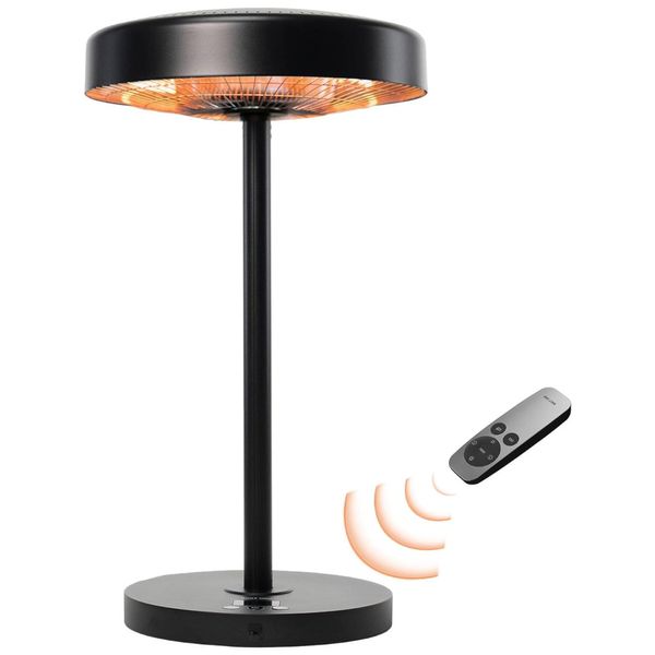 Aquecedor de Mesa Elétrico Externo com Controle Remoto, Porta USB, 3 Configurações de Aquecimento e IP65 à Prova D'água, 110V 1500W, EAST OAK, Preto