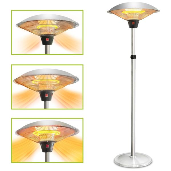 Aquecedor Externo Elétrico com Altura Ajustável, Silencioso e à Prova D'água, 110V 1500W, Gorilla Gadgets, Prata