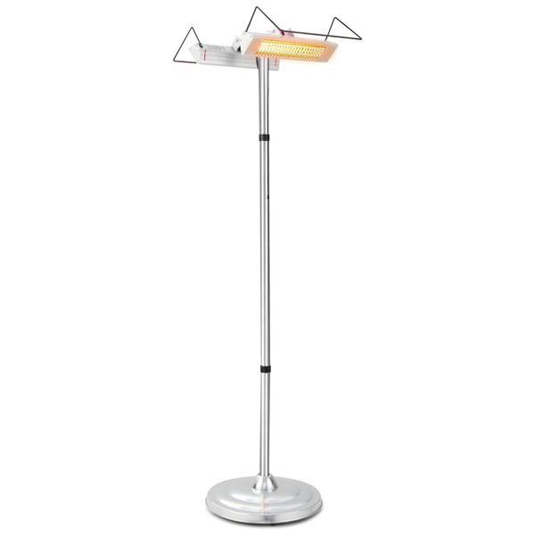 Aquecedor Externo Elétrico com Aquecimento de Dupla Face, Proteção Contra Tombamento e Superaquecimento, 110V 1500W, COSTWAY, Prata