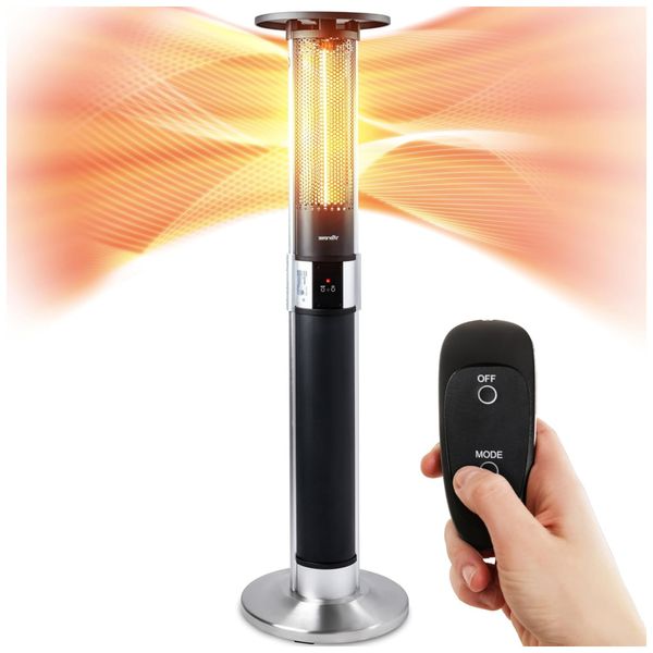 Aquecedor Externo Elétrico Infravermelho com Controle Remoto e Proteção Contra Tombamentos, 110V 1500W, Serene Life, Preto