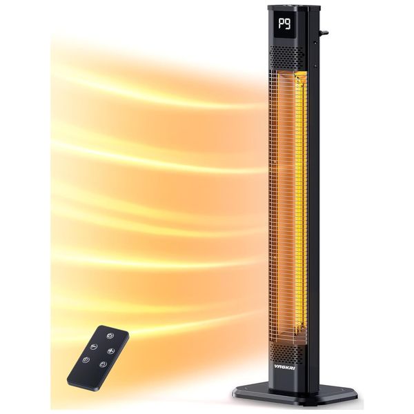 Aquecedor Externo Elétrico Infravermelho com Controle Remoto, 9 Níveis de Aquecimento, Temporizador 24H e IPX5 à Prova D'água, 110V 1500W, VAGKRI,