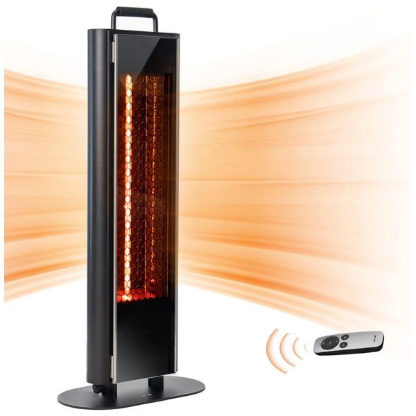 Aquecedor Externo Elétrico com Aquecimento Dupla Face, 3 Níveis de Aquecimento, Controle Remoto e à Prova D'água IP65, 110V 1500W, EAST OAK, Preto