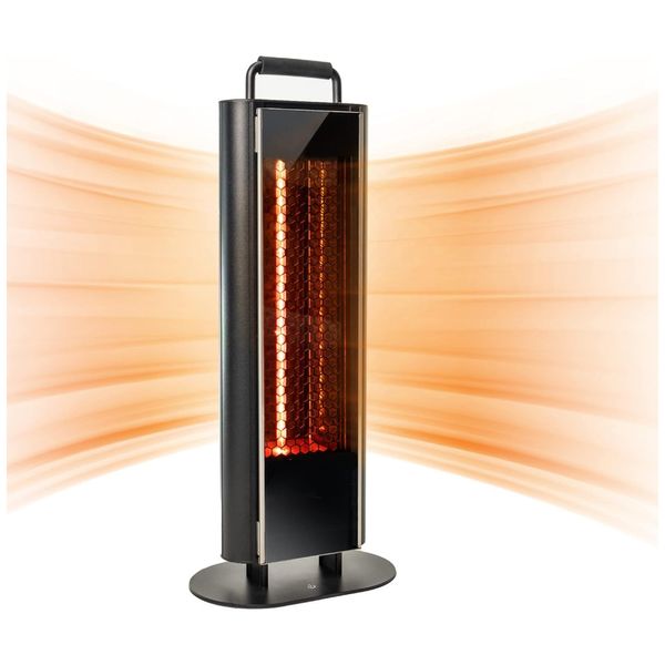 Aquecedor Externo Elétrico com Aquecimento Dupla Face, Silencioso, Alça e à Prova D'água IP65, 110V 1200W, EAST OAK, Preto