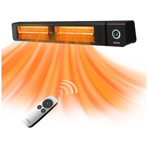 Aquecedor de Parede Elétrico com Controle Remoto, Display Digital, Controle Remoto e à Prova D'água IP65, 220V 4000W, EAST OAK, Preto