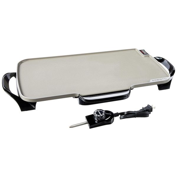 Grelhador Elétrico em Cerâmica com Alças Removíveis e Controle de Temperatura, 110V 1500W, Presto, Preta