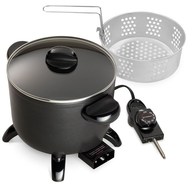 Fritadeira Elétrica á Óleo 5,6 L com Superfície Antiaderente e Controle de Temperatura, 110V 1200W, Presto 06006, Preta
