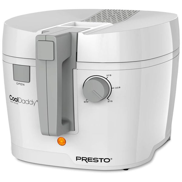 Fritadeira Elétrica á Óleo 1,9L com Termostato Ajustável e Luz Indicadora que Sinaliza Quando o Óleo Está Pronto, 110V 1500W, Presto, Branca