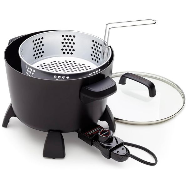 Fritadeira Elétrica á Óleo 7,5L com Superfície Antiaderente e Controle de Temperatura, 110V 1500W, Presto 6008, Preta
