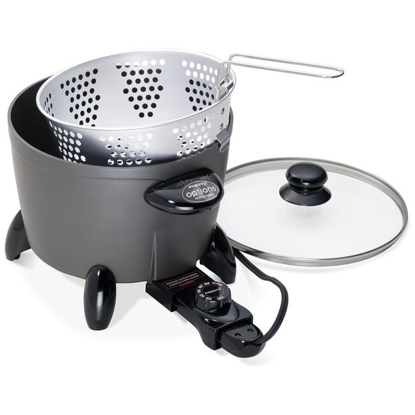 Fritadeira Elétrica á Óleo 5,6L com Superfície Antiaderente e Controle de Temperatura, 110V 1300W, Presto 06003, Preta