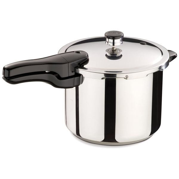 Panela de Pressão em Aço Inoxidável 5,6L com Indicador de Trava e Alça Auxiliar Para Facilitar o Manuseio, 220V 1000W, Presto 01362, Prata
