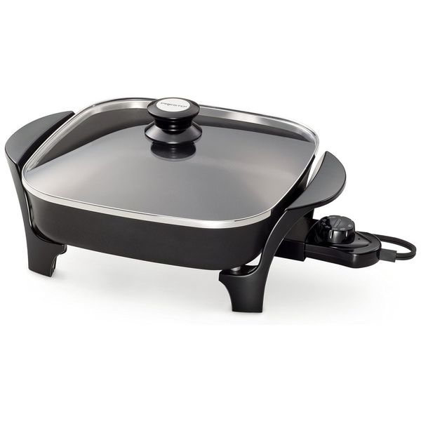 Frigideira Elétrica com Tampa de Vidro e Controle de Temperatura, 110V 1000W, Presto 06626, Preta