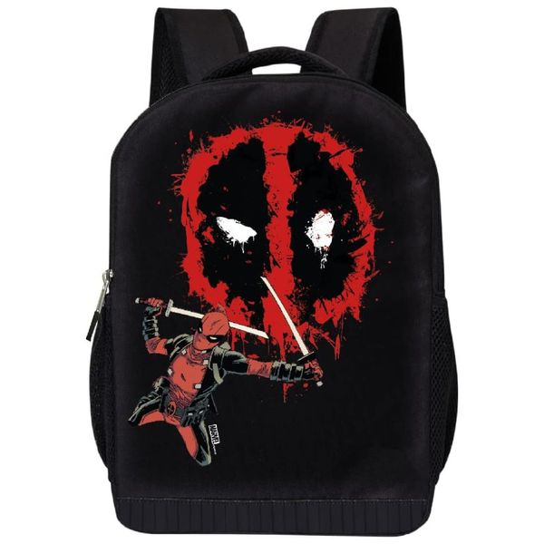 Mochila Acolchoada de 40 cm com Tema do Deadpool para Crianças de 5 Anos ou Mais, Marvel, Preta