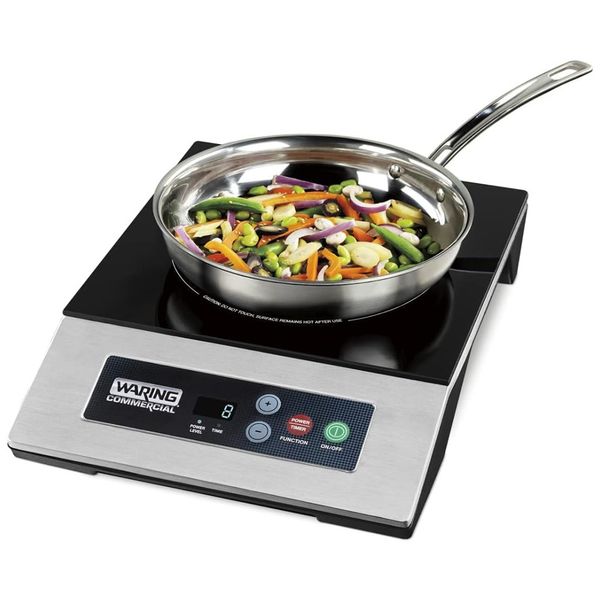 Cooktop Elétrico de Indução Profissional com 10 Configurações de Potência e Superfície de Vidro Temperado Durável, 110V 1800W, Waring WIH200, Preto e