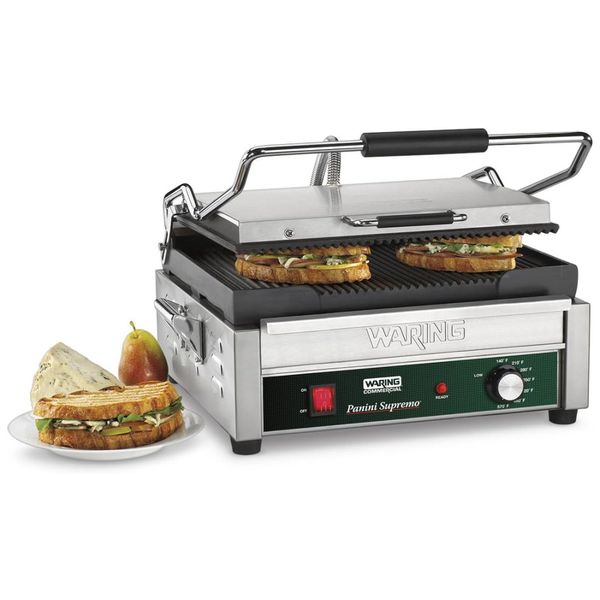 Grill Elétrico em Aço Inoxidável com Bandeja Coletora Removível e Plugue de 6 a 15 Fases , 208V 2800W, Waring WPG250B, Prata