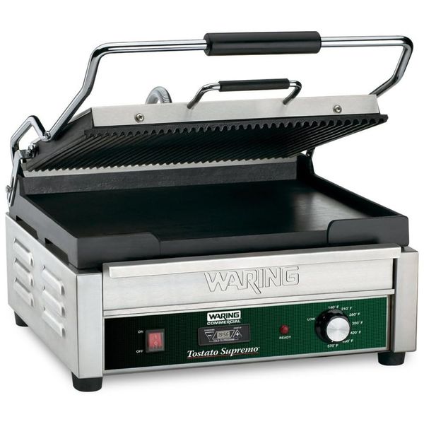 Grill Elétrico com Bandeja Coletora Removível, Temporizador e Plugue de 5 a 15 Fases , 110V 1800W, Waring WDG250T, Prata
