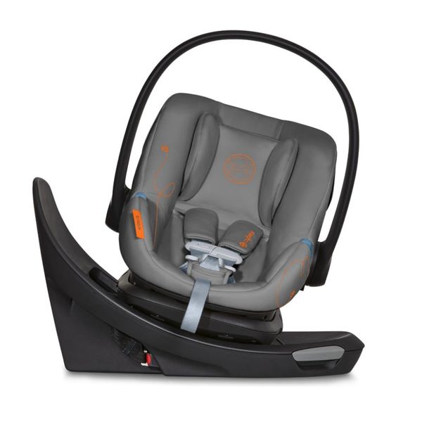 Cadeira de Bebe para Carro com Rotação de 180°, Barra Anti-Rebote e 11 Opções de Apoio de Cabeça, Cybex Aton G Swivel, Cinza