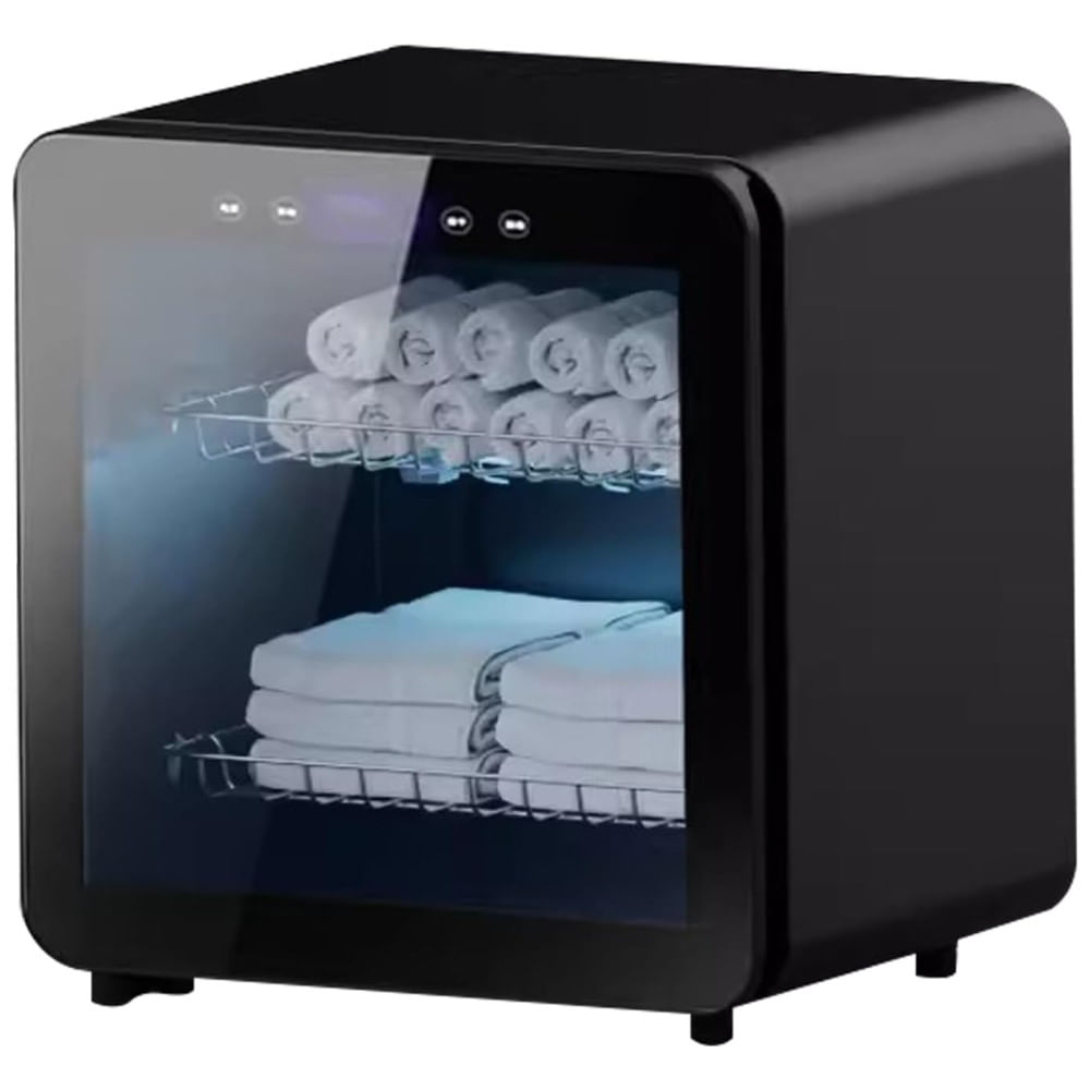 Aquecedor de Toalha Elétrico para Barbearia, SPA ou Salão de Beleza, com Display LED Elegante e Capacidade para 20 Toalhas de Rosto, 110V LYX, Preto