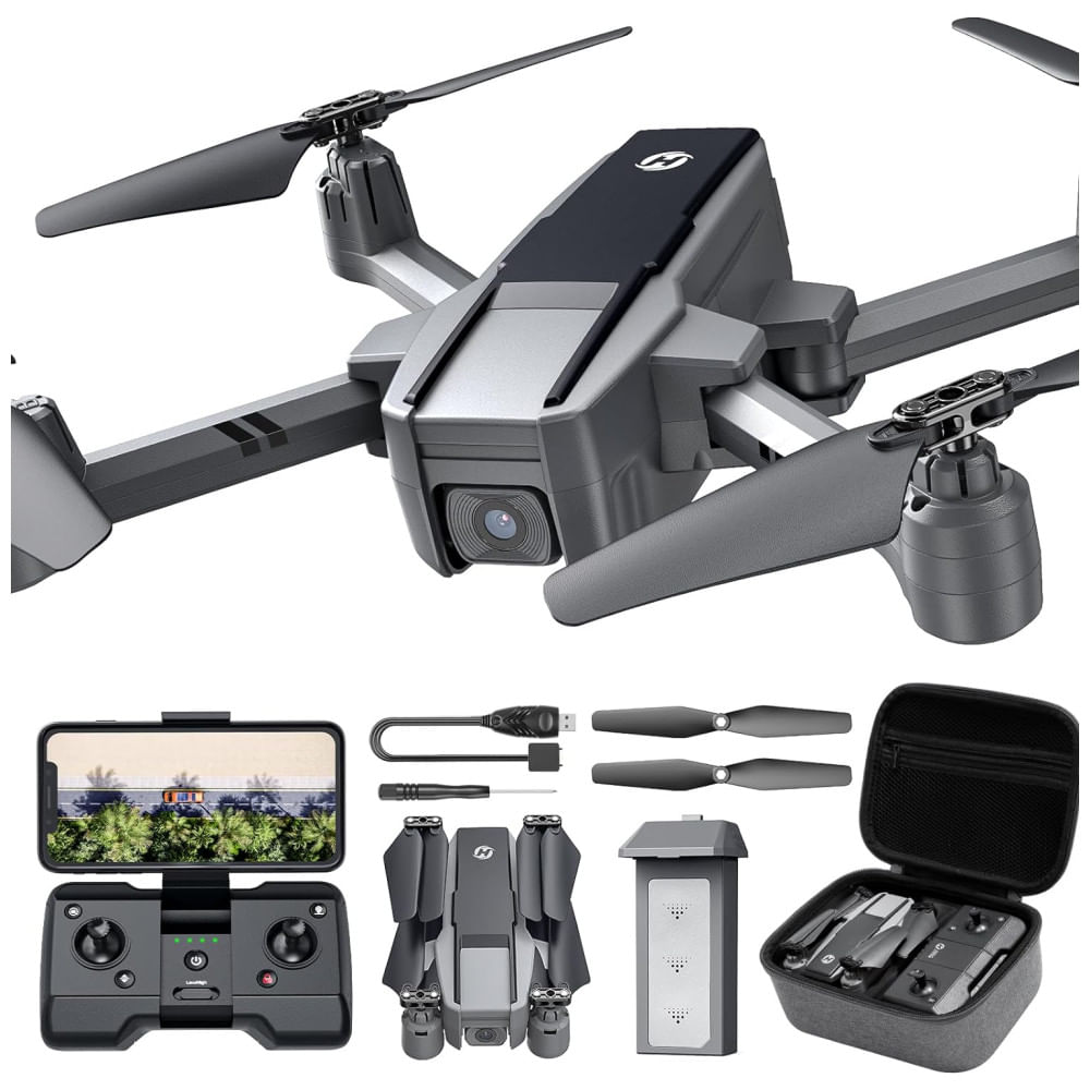 Drone e Acessórios para Adultos com Câmera 4K UHD, Design Dobrável, Retorno Automático de GPS, Função Seguir e Bolsa de Transporte, Holy Stone, Cinza