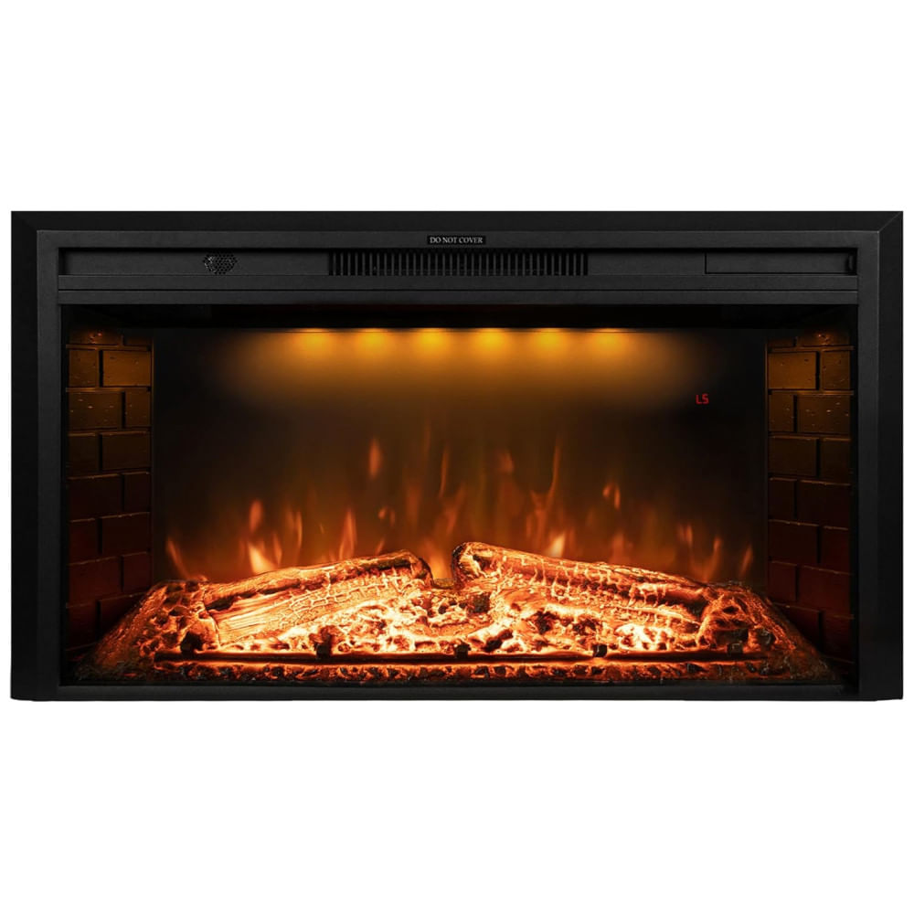 Lareira Elétrica de Embutir A69x109L cm com Controle Remoto, Tronco Realista, Som Crepitante, Proteção Contra Superaquecimento e Temporizador, 110V