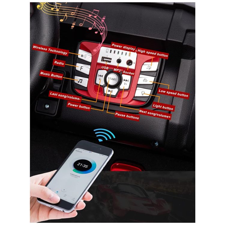 Carro-Eletrico-Infantil-com-Controle-Remoto-2-Cintos-de-Imagem-4