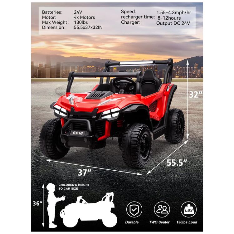 Carro-Eletrico-Infantil-com-Controle-Remoto-2-Cintos-de-Imagem-5