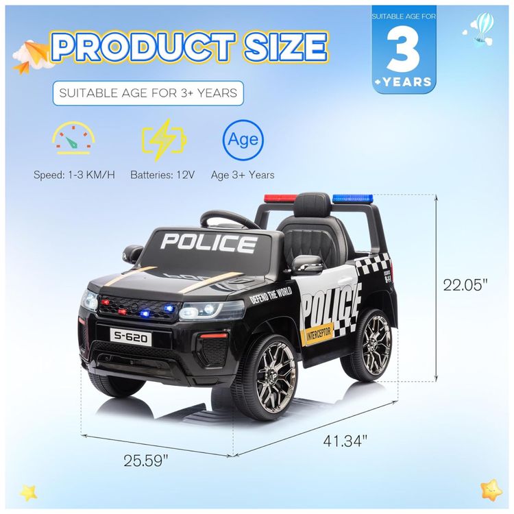 Carro-Eletrico-Infantil-de-Policia-com-Controle-Remoto-Imagem-1