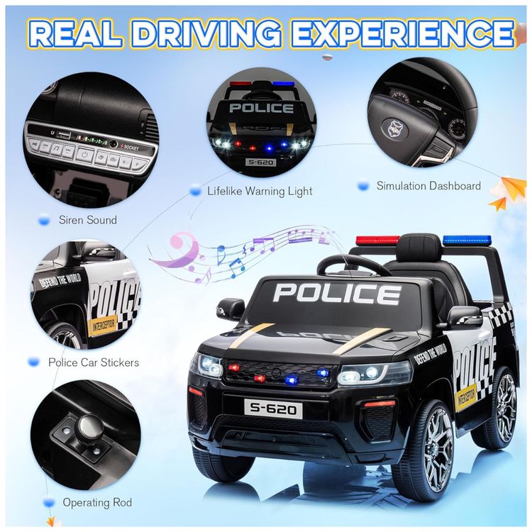 Carro-Eletrico-Infantil-de-Policia-com-Controle-Remoto-Imagem-2