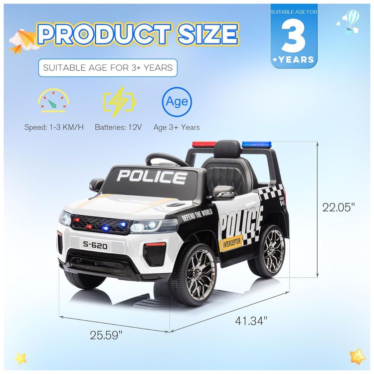 Carro-Eletrico-Infantil-de-Policia-com-Controle-Remoto-Imagem-1