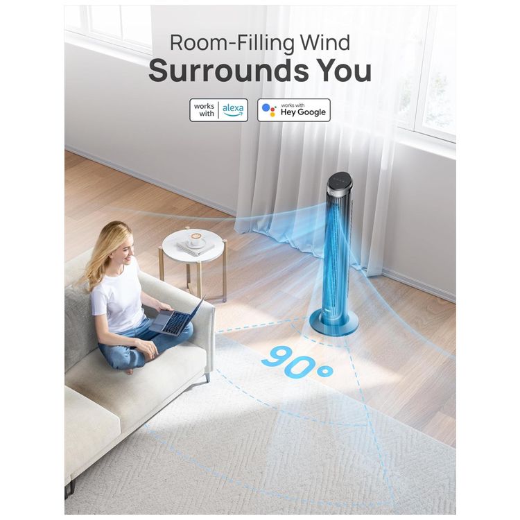 Ventilador-de-Torre-Estilo-Classico-com-Oscilacao-de-90°-Imagem-4