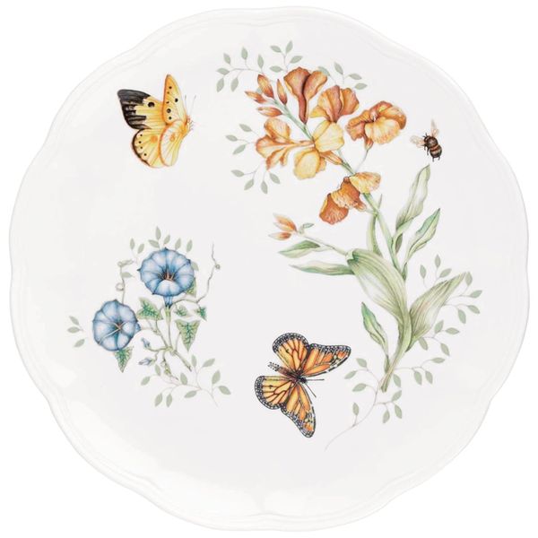 Prato-de-Jantar-de-27-cm-com-Tema-Flores-e-Borboletas-Imagem-0