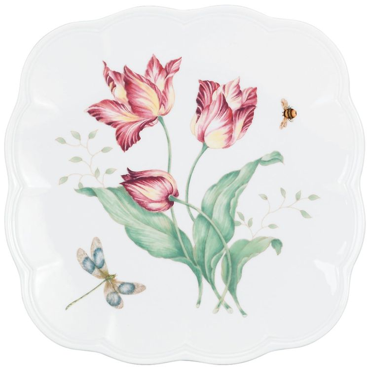 Prato-Decorativo-de-22-cm-com-Tema-de-Flores-e-Libelula-Imagem-0