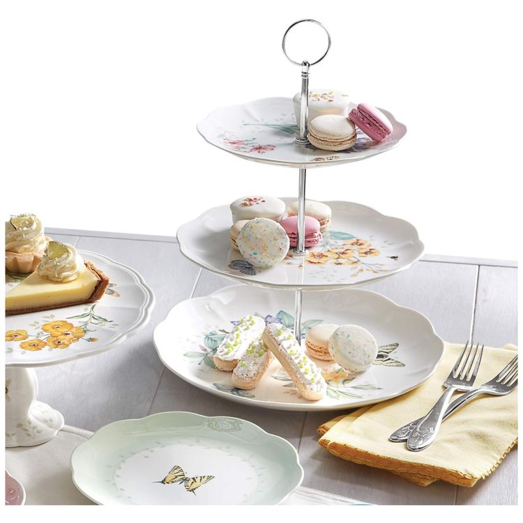 Bandeja-de-Servir-em-Porcelana-3-Andares-Lenox-Butterfly-Imagem-1