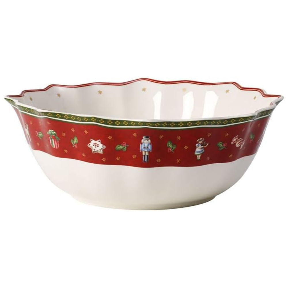 Tigela Natalina com Capacidade de 700mL, Material de Porcelana e Formato Redondo, Villeroy Boch, Branca e Vermelha