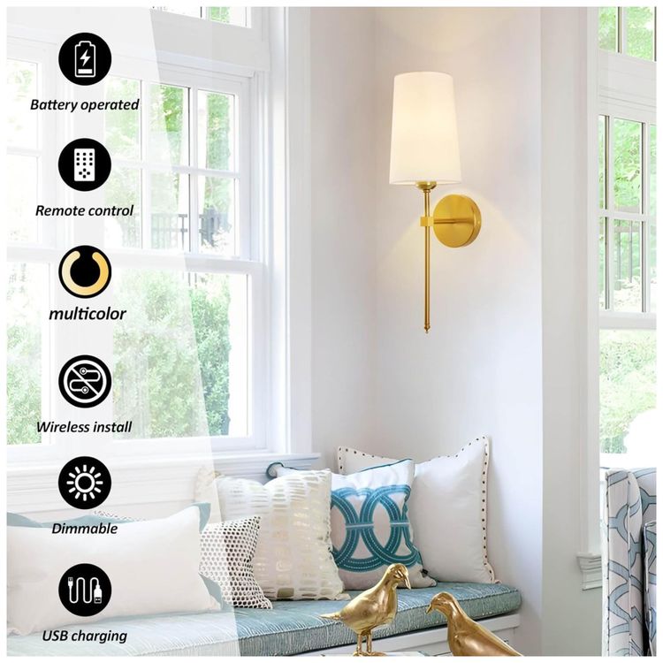 Conjunto-de-Luminaria-de-Parede-Sem-Fio-com-Controle-Remoto-Imagem-1